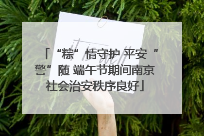 “粽”情守护 平安“警”随 端午节期间南京社会治安秩序良好