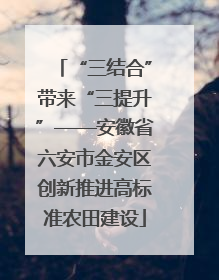 “三结合”带来“三提升”——安徽省六安市金安区创新推进高标准农田建设