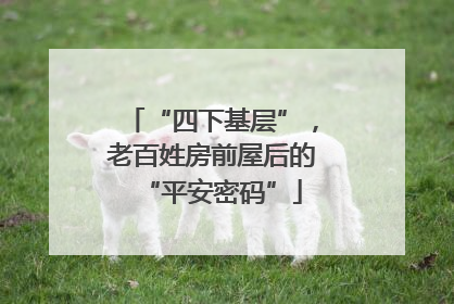 “四下基层”，老百姓房前屋后的“平安密码”