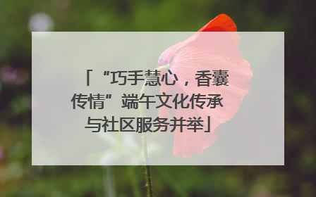 “巧手慧心，香囊传情”端午文化传承与社区服务并举