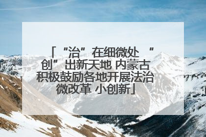 “治”在细微处 “创”出新天地 内蒙古积极鼓励各地开展法治微改革 小创新