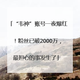 “韦神”账号一夜爆红！粉丝已破2000万，最担心的事发生了