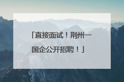 直接面试！荆州一国企公开招聘！