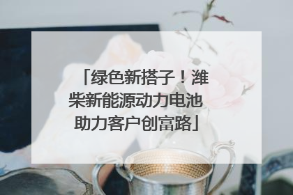 绿色新搭子！潍柴新能源动力电池助力客户创富路