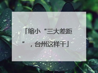 缩小“三大差距”，台州这样干
