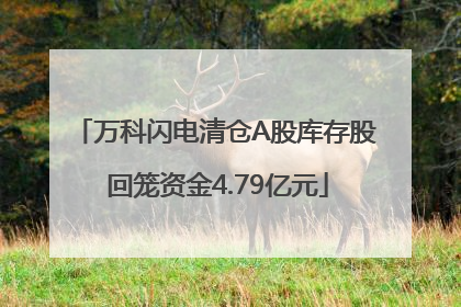万科闪电清仓A股库存股 回笼资金4.79亿元