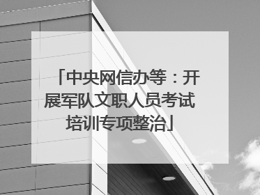 中央网信办等：开展军队文职人员考试培训专项整治