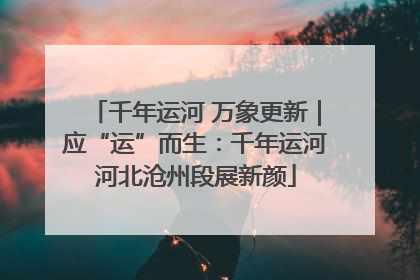 千年运河 万象更新｜应“运”而生：千年运河河北沧州段展新颜