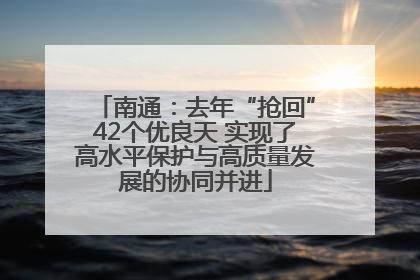 南通：去年“抢回”42个优良天 实现了高水平保护与高质量发展的协同并进