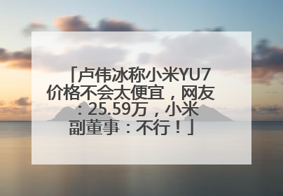卢伟冰称小米YU7价格不会太便宜，网友：25.59万，小米副董事：不行！