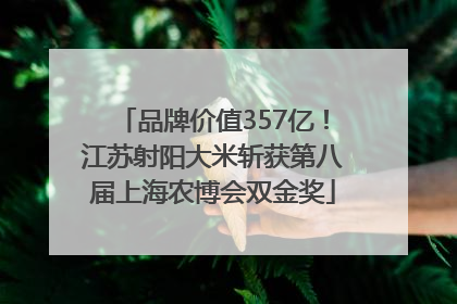 品牌价值357亿！江苏射阳大米斩获第八届上海农博会双金奖