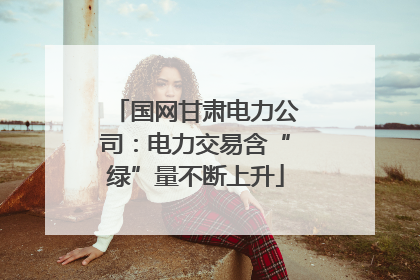 国网甘肃电力公司：电力交易含“绿”量不断上升