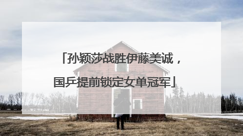 孙颖莎战胜伊藤美诚，国乒提前锁定女单冠军