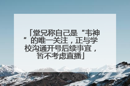 堂兄称自己是“韦神”的唯一关注，正与学校沟通开号后续事宜，暂不考虑直播