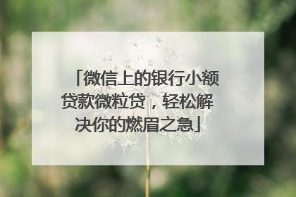 微信上的银行小额贷款微粒贷，轻松解决你的燃眉之急