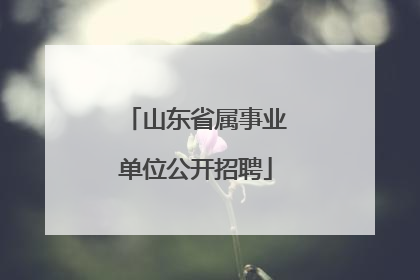 山东省属事业单位公开招聘