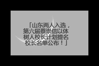 山东两人入选，第六届蔡崇信以体树人校长计划提名校长名单公布！