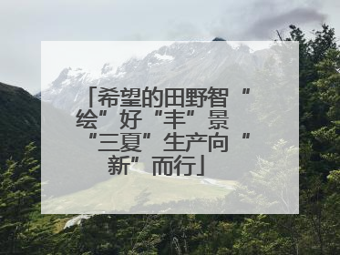 希望的田野智“绘”好“丰”景 “三夏”生产向“新”而行