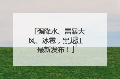 强降水、雷暴大风、冰雹，黑龙江最新发布！