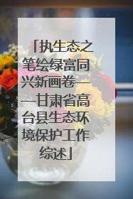 执生态之笔绘绿富同兴新画卷——甘肃省高台县生态环境保护工作综述