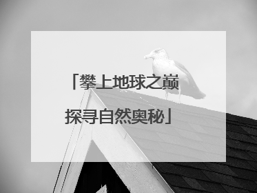 攀上地球之巅 探寻自然奥秘