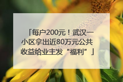 每户200元！武汉一小区拿出近80万元公共收益给业主发“福利”