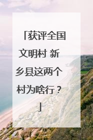 获评全国文明村 新乡县这两个村为啥行？
