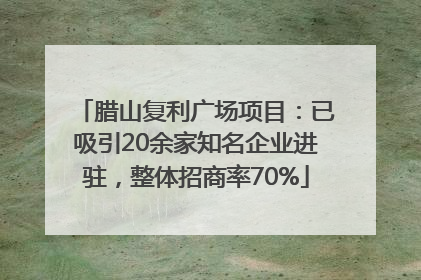 腊山复利广场项目：已吸引20余家知名企业进驻，整体招商率70%