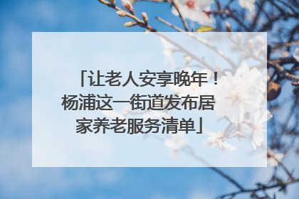 让老人安享晚年！杨浦这一街道发布居家养老服务清单