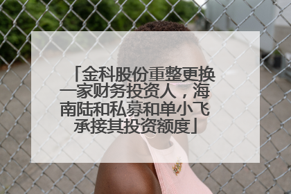金科股份重整更换一家财务投资人，海南陆和私募和单小飞承接其投资额度
