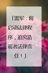 雷军：将启动法律程序，追究造谣者法律责任！